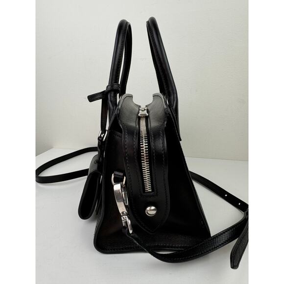 PRADA Milano Monochrome Black Small Handbag Leather Top Handle Crossbody Bag - Picture 4 of 11